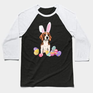 Beagle With Bunny Rabbit Hat Easter Eggs Baseball T-Shirt